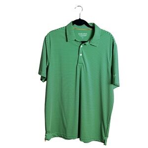 Maelreg Performance Golf Polo Shirt Large Green Black Striped